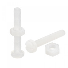 20 Pairs Nylon Screw Nut Assortment, M3x20mm Slotted Pan Head Screws & M3 Hex Nuts for Machinery, Electronics, White
