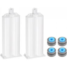 2Pcs Epoxy Gun Adhesive Cartridge, 115mm Plastic Resin Mixer Dual Glue Cartridge with Gray Piston for 50ml/1.7oz 1:1 AB Glue Adhesive Gun