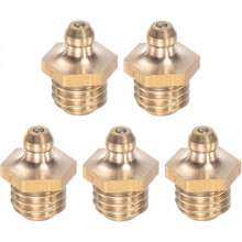 Brass Straight Grease Fitting M12 x 1.75mm Thread Hydraulic Grease Fitting Accessories, 5Pcs