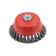 4-Inch Wire Cup Brush Twist Knotted Crimped Steel with M14 Threaded Hole