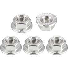 M12 Serrated Flange Hex Lock Nuts, 201 Stainless Steel, 5 Pcs