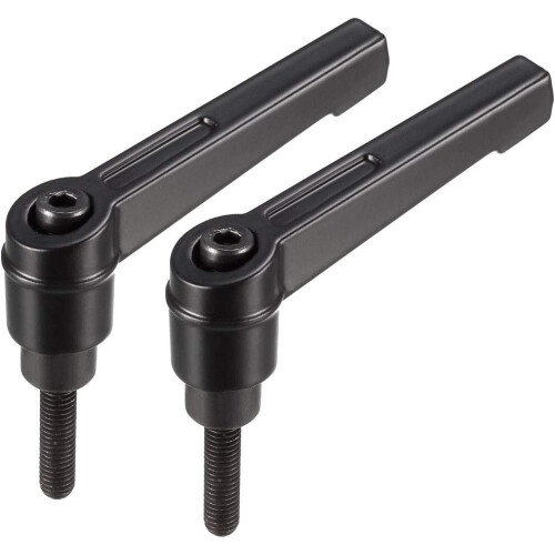 M5 x 20mm Handle Adjustable Clamping Lever Thread Push Button Ratchet Male Threaded Stud Knobs Locking Rotating Screw Handles Quick Release Bolt Black