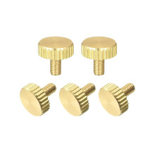 Knurled Thumb Screws, M3x6mm Flat Brass Bolts Grip Knobs Fasteners for PC, Electronic, Mechanical 5Pcs