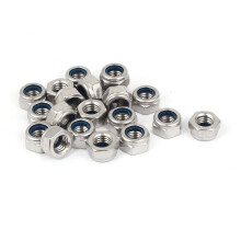 M8 304 Stainless Steel Self-Locking Nylon Insert Hex Lock Nuts 20pcs