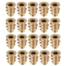 Furniture Threaded Insert Nuts Zinc Alloy M4 Internal Threads 10mm Length 20pcs