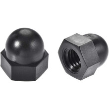 M10 Diameter Female Thread Nylon Hex Domed Cap Nuts Black 10pcs