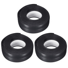 Waterproof Seal Caulk Strip Tape Self Adhesive 0.87" W x 10.5'L PVC Sealing Tape for Kitchen Bathroom Black 3Pcs