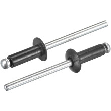 Aluminum Blind Rivets, 4mm x 10mm (5/32" x 25/64") Open End Rivet Flat Round Head for Joining Metal Plate Leather, Black 25 Pcs