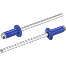 Aluminum Blind Rivets, 3.2mm x 7mm 28mm Mandrel Open End Rivet Flat Round Head for Joining Metal Plate Leather, Blue 100 Pcs