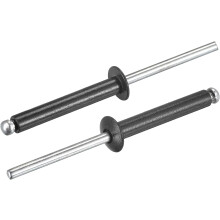 Aluminum Blind Rivets, 4mm x 25mm 27mm Mandrel Open End Rivet Flat Round Head for Joining Metal Plate, Black 100 Pcs
