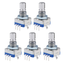 360 Degree Rotary Encoder Code Switch Digital Potentiometer EC11 5 Pins 15mm Shaft 5pcs