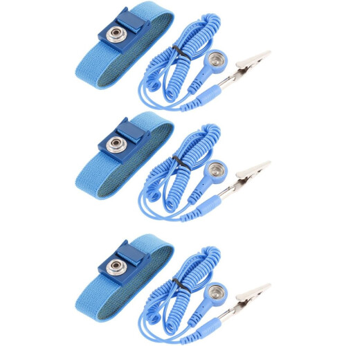 Anti Static ESD Adjustable Wrist Strap Band Bracelet 3 Pcs Blue