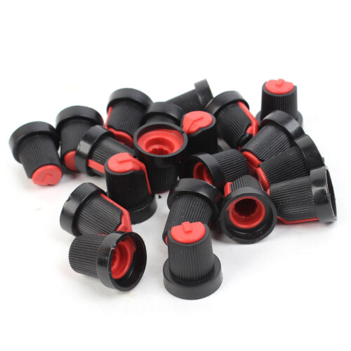 20 Pcs 6 mm Knurled Shaft Insert Dia Potentiometer Control Knobs Red