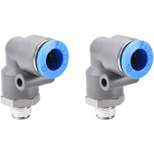 Elbow Push to Connect Air Fittings 10mm Tube OD X 1/8PT Male Thread Pneumatic Quick Release Connectors Grey 2Pcs