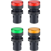 4Pcs Red Green Yellow Indicator Light AC/DC 24V, 22mm Panel Mount, for Electrical Control Panel, HVAC, DIY Projects