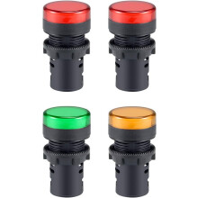4Pcs Red Green Yellow Indicator Light AC/DC 12V, 22mm Panel Mount, for Electrical Control Panel, HVAC, DIY Projects