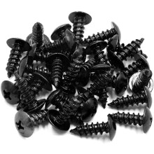 30pcs Universal Black Motorcycle Round Cross Head Self Tapping Bolts Screws