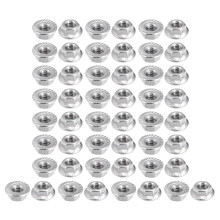 M5x0.8mm Serrated Flange Hex Lock Nuts, 30Pcs 304 Stainless Steel Non-Slip Metric Hexagon Flange Nut, Full Thread, Bright Finish, Silver