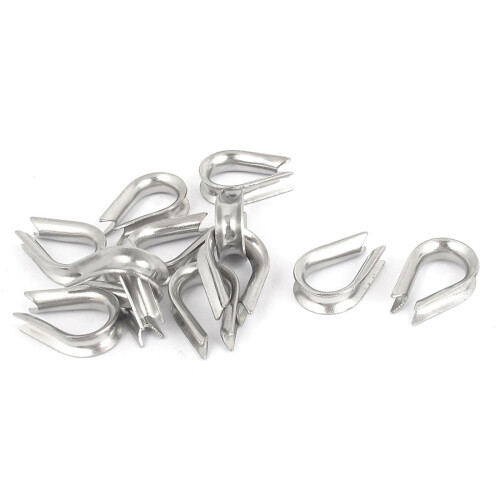 3mm 303 Stainless Steel Wire Rope Cable Thimbles Silver Tone 12pcs