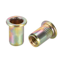 M8 Carbon Steel Rivet Nuts Flat Head Insert Yellow Zinc Plated 10 Pcs
