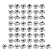 M3x0.5mm Serrated Flange Hex Lock Nuts, 50Pcs 304 Stainless Steel Non-Slip Metric Hexagon Flange Nut, Full Thread, Bright Finish, Silver