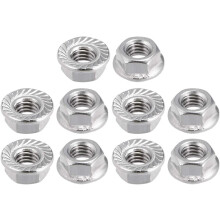M6 Serrated Flange Hex Lock Nuts, 316 Stainless Steel, 10 Pcs