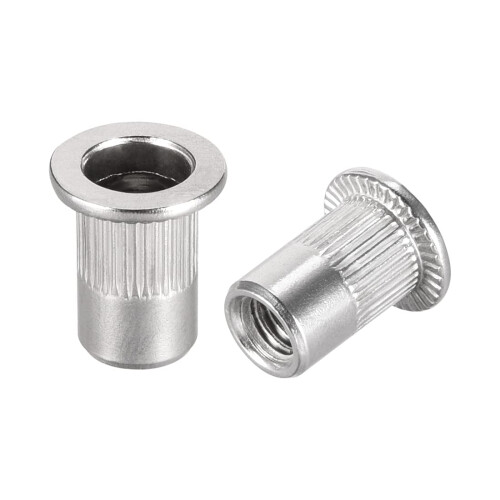 M6 304 Stainless Steel Rivet Nuts Flat Head Insert 10 Pcs