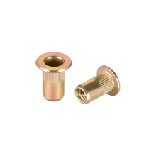 M3 Carbon Steel Rivet Nuts Flat Head Insert Yellow Zinc Plated 100 Pcs