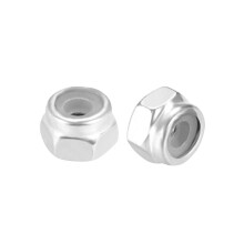 M2 x 0.4mm Nylon Insert Hex Lock Nuts, Carbon Steel White Zinc Plated, Pack of 20
