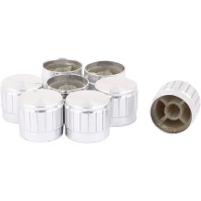 8 Pcs 21mm x 6mm Potentiometer Knob Cap Knurled Button Silver Tone