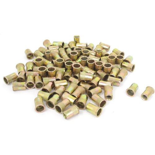 100 Pcs 14mm Long Flat Head Rivet Nut Insert Nutserts Fasteners M6x1.0mm
