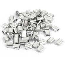2mm Aluminum Double Hole Wire Rope Clamp Clip Sleeve 80 Pcs