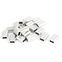 Aluminum Swage Sleeve 3/16 inches Wire Rope Clamp Clip Silver Tone 20 Pcs