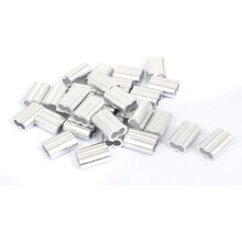 Double Hole Aluminum Sleeves Silver Tone 30 Pcs for 1/4 inches Wire Rope