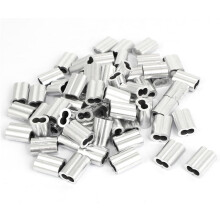 5mm 3/16" Aluminum Double Hole Wire Rope Clamp Clip Sleeve 100 Pcs