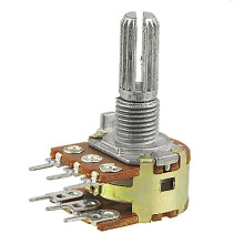 a11110700ux0048 Knurled Shaft Dual Taper Linear Potentiometer, 5 kOhm B5K, 0.67" Width, 0.98" Length