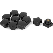 M6 Female Thread Dia Brass Core Plastic Star Head Screw Knob 10 Pcs