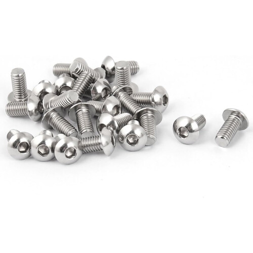 M5 x 10mm Stainless Steel Button Head Socket Cap Screw 25 Pcs