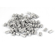 1mm Steel Wire Rope Aluminum Ferrules Sleeves Silver Tone 100 Pcs