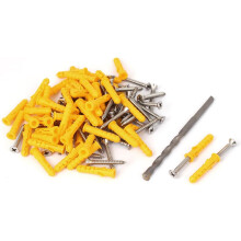 50 Sets M6x30mm Wall Expansion Plug Phillips Flat Head Screws w Drill Bit