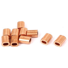 1mm Diameter Single Hole Flat Wire Rope Ferrules Brass Tone 10 Pcs