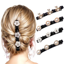 Anna Creations 4 Pcs Braided Hair Clip, Sparkling Crystal Stone Braided Hair Clips, Fashion Hair Accessories For Women & Girls Hair Bands With Rhinest