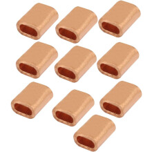 6.5mm x 3mm Hole Flat Wire Rope Clip Clamp Copper Ferrules 10 Pcs