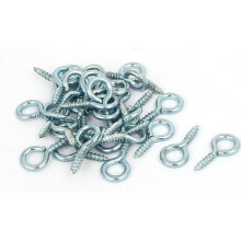 0.06"x0.55" Screw Eye Hooks Self Tapping Screws Screw-in Hanger Eye-Shape Ring Hooks Silvery 31pcs for Tie-Downs, Lifting and Securing Cables Wires