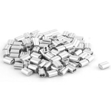 2mm Diameter Steel Wire Rope 9.0 x 7.4mm Aluminum Ferrules Sleeves Fittings Clamps 100pcs
