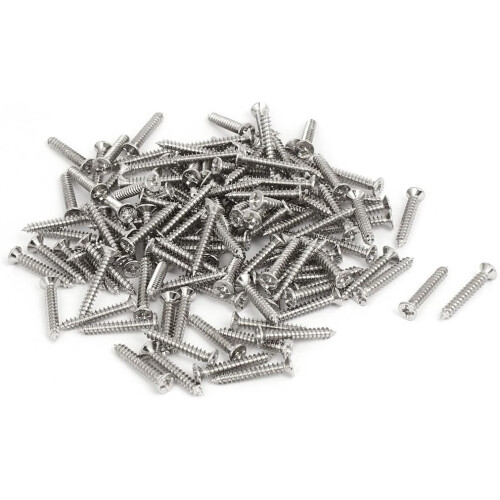 M3 x 20mm Phillips Flat Head Self Tapping Screws Silver Tone 190pcs