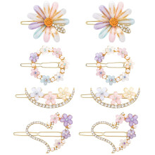 Annacreations 8 Pcs Latest Korean Fashion Style Flower Lock Pin Hair Clip Accessories For Women & Girls, Multicolour