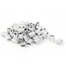 3mm Diameter Steel Wire Rope Aluminum Ferrules Sleeves Clip Fitting Cable Crimps 9 x 6mm 50pcs