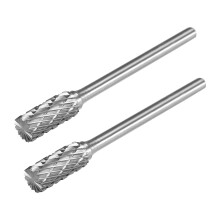 Tungsten Carbide Rotary Files 1/8"(3mm) Shank, Double Cut Top Toothed Cylinder Shape Rotary Burrs Tool 6mm Dia, for Die Grinder Drill Bit Wood Soft Me
