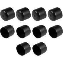 10pcs Rubber End Caps 25mm(1-inch) ID Vinyl Round End Cap Cover Screw Thread Protectors Black